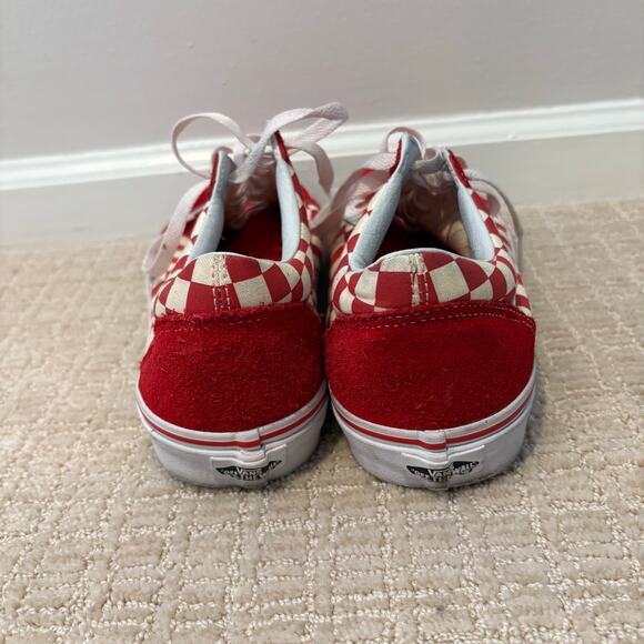 Vans Mens Old Skool Primary Checkerboard Racing Red White Shoes Size 10.5 Skater - Picture 4 of 7